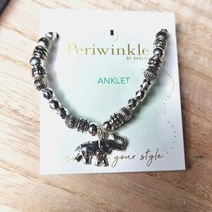 NEW ELEPHANT SILVER PERIWINKLE‎ BY BARLOW ANKLE STRETCH BRACELET
